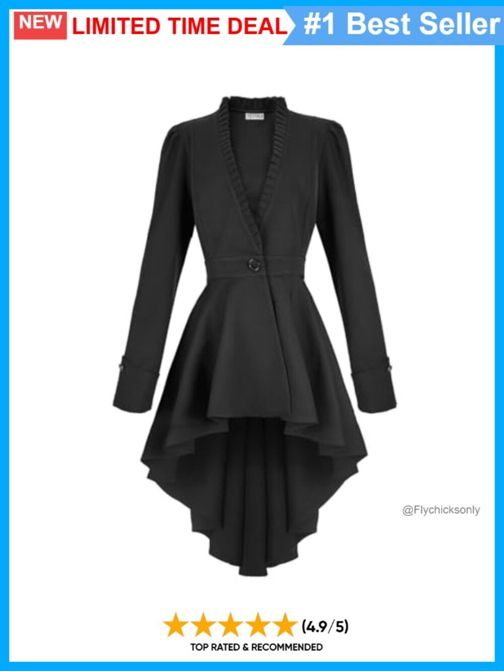 Victorian Steampunk Tailcoat Jacket Ruffled High-Low Cosplay - Picture 1 of 5